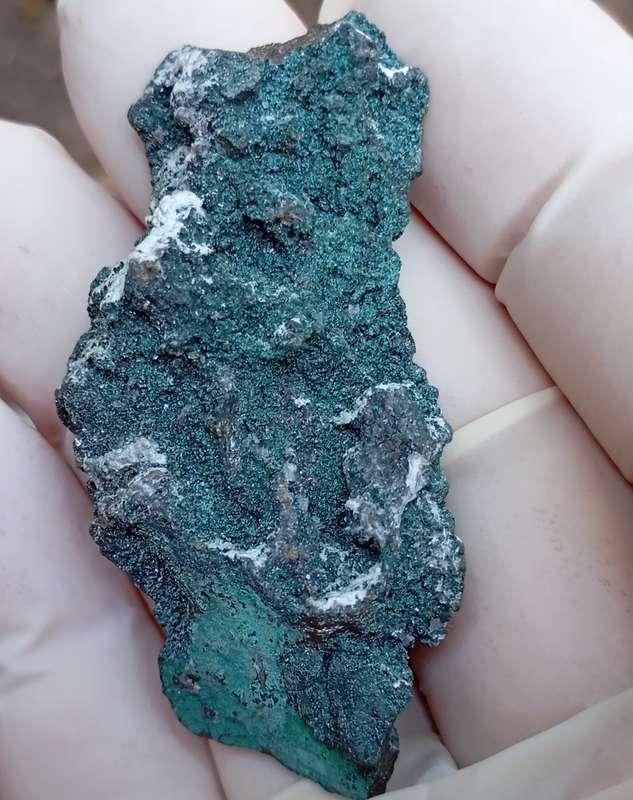 Malachite pyrite calcite - Tsumeb mine Namibia