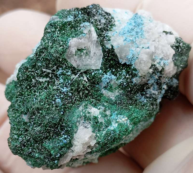 Malachite chrysocolla quartz calcite - Mashamba West mine DRC Congo