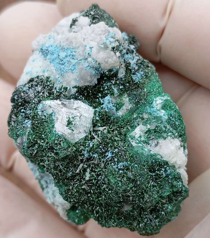 Malachite chrysocolla quartz calcite - Mashamba West mine DRC Congo