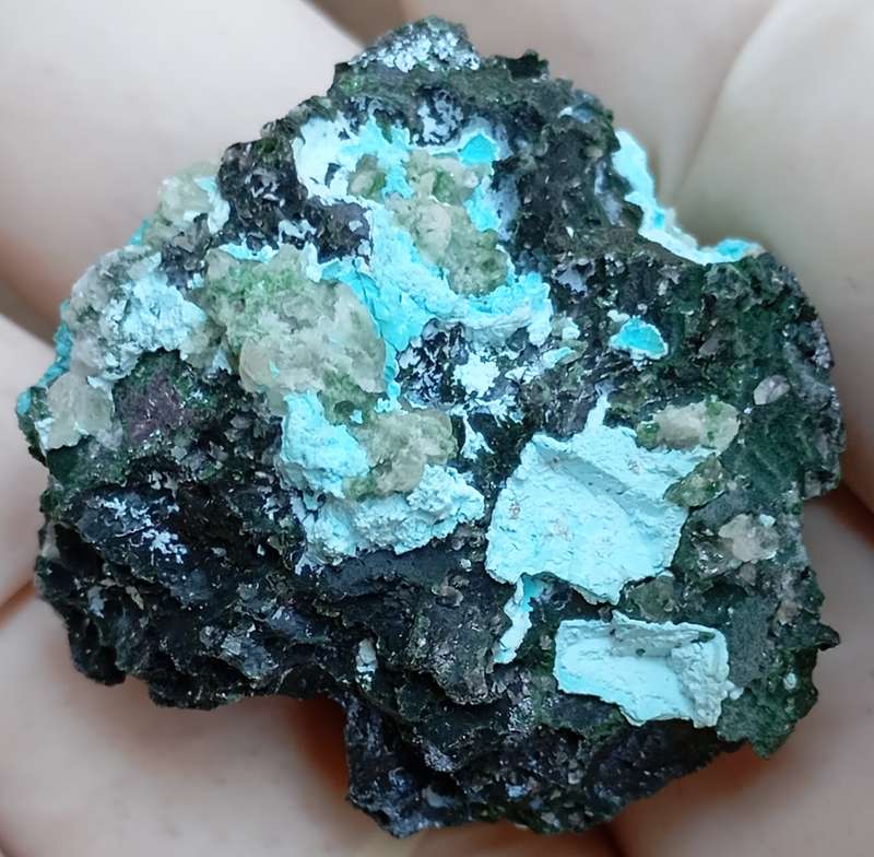 Kolwezite chrysocolla malachite calcite - Mashamba West mine DRC Congo