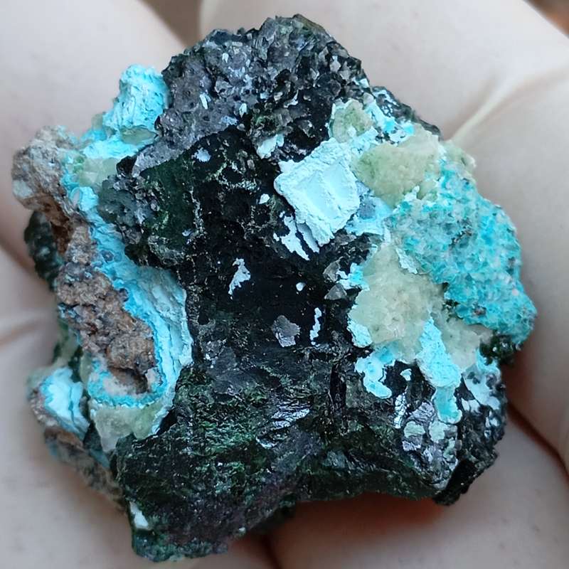Kolwezite chrysocolla malachite calcite - Mashamba West mine DRC Congo