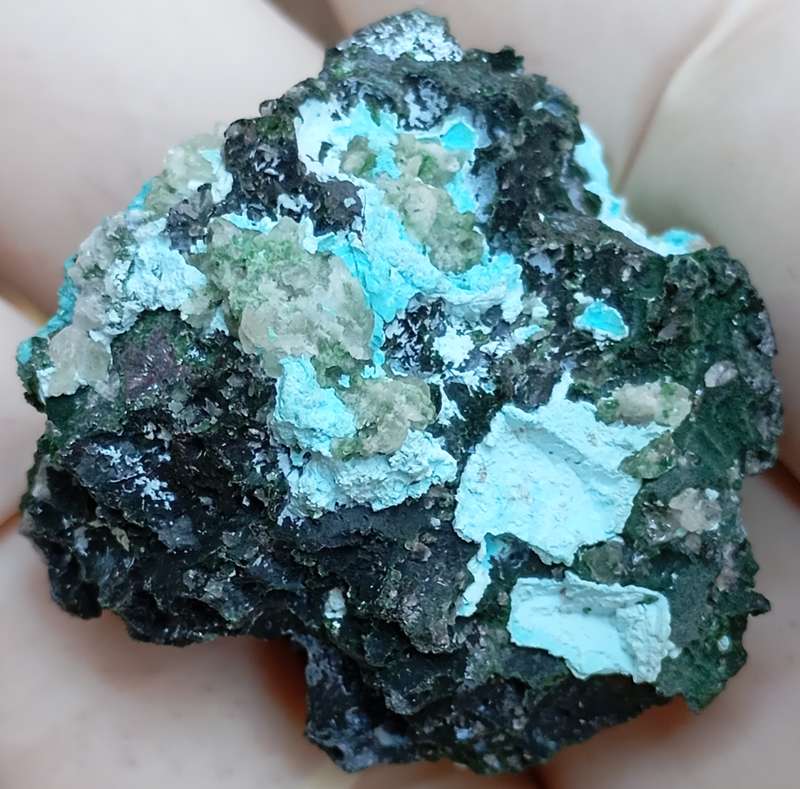 Kolwezite chrysocolla malachite calcite - Mashamba West mine DRC Congo