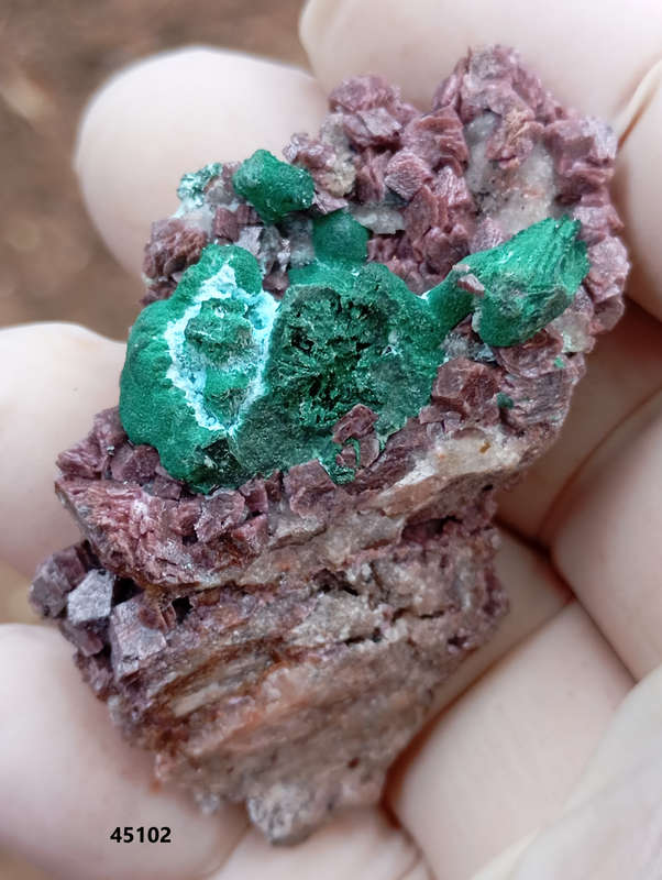 Cobaltoan calcite heterogenite malachite chrysocolla quartz - Kakanda deposit DRC Congo