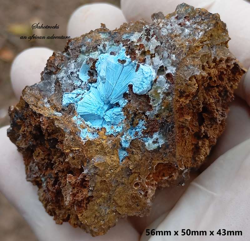 Shattuckite goethite quartz - Tantara mine DRC Congo