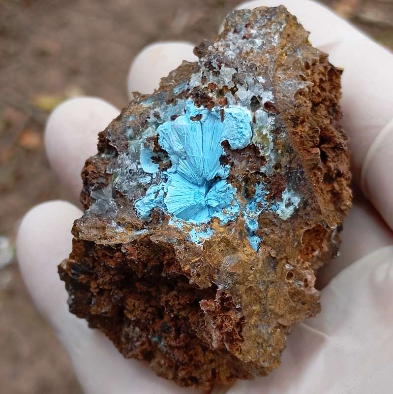 Shattuckite goethite quartz - Tantara mine DRC Congo