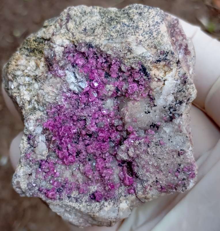 Cobaltoan calcite heterogenite malachite - Mashamba West mine DRC Congo
