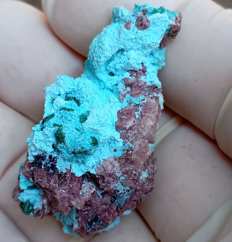 Cobaltoan calcite heterogenite chrysocolla malachite - Kakanda deposit DRC Congo