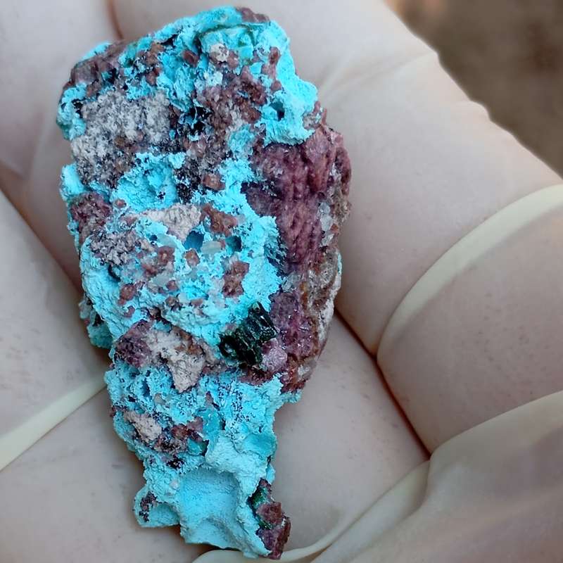Cobaltoan calcite heterogenite chrysocolla malachite - Kakanda deposit DRC Congo