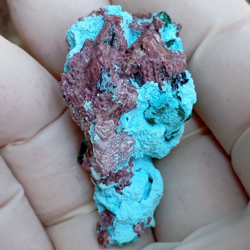 Cobaltoan calcite heterogenite chrysocolla malachite - Kakanda deposit DRC Congo