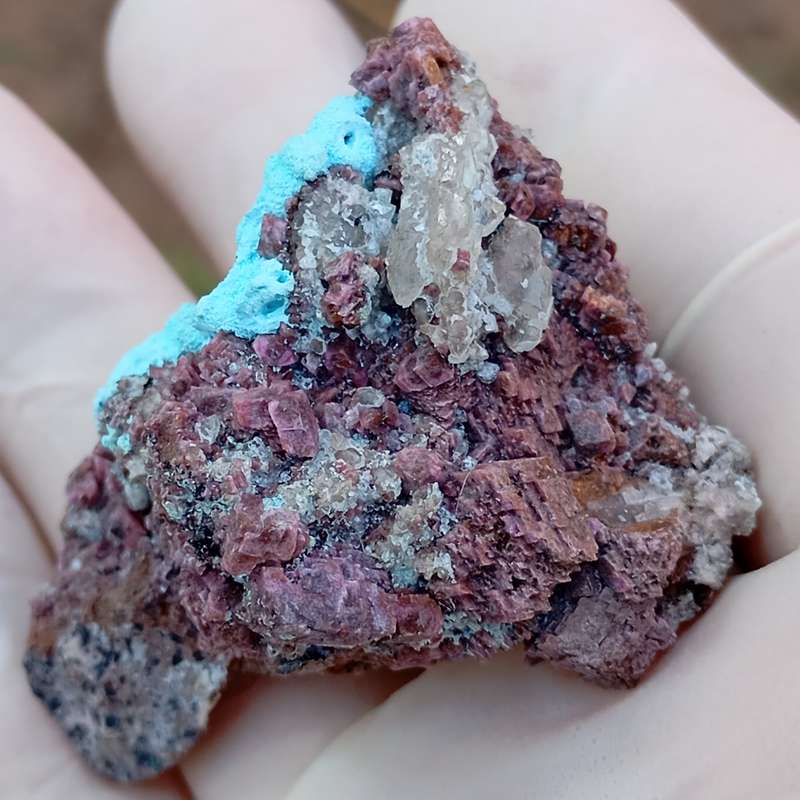 Cobaltoan calcite chrysocolla malachite quartz - Kakanda deposit DRC Congo
