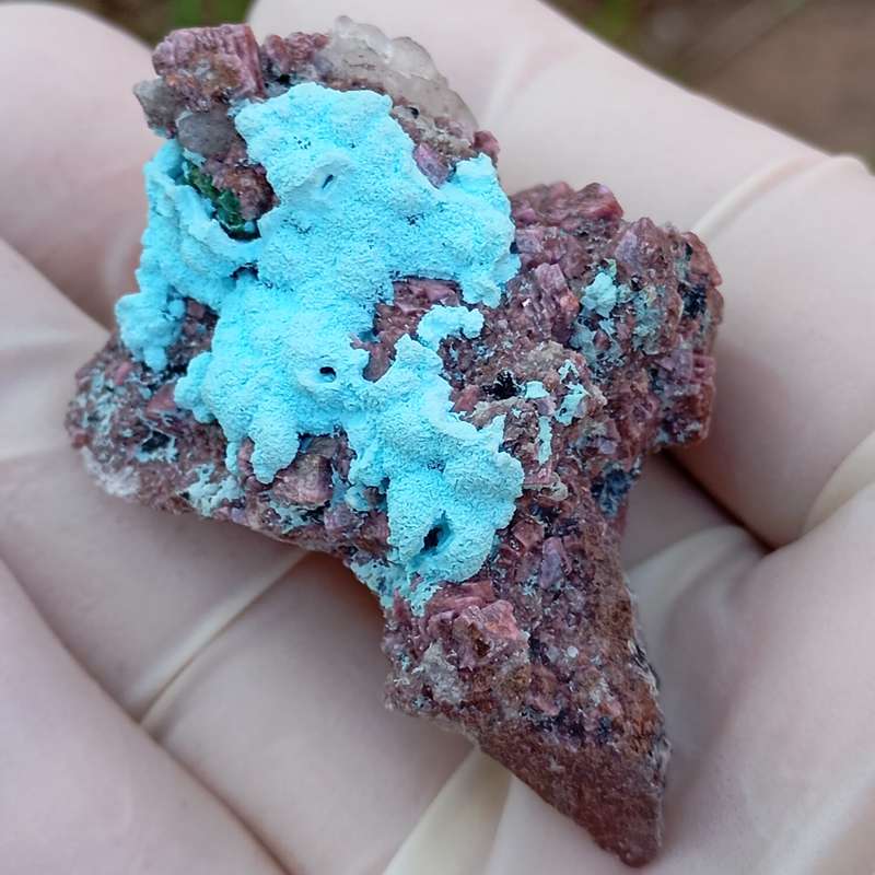 Cobaltoan calcite chrysocolla malachite quartz - Kakanda deposit DRC Congo