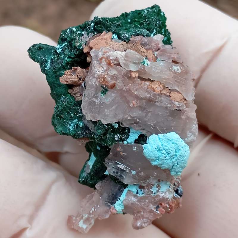 Malachite chrysocolla heterogenite quartz - Kakanda deposit DRC Congo
