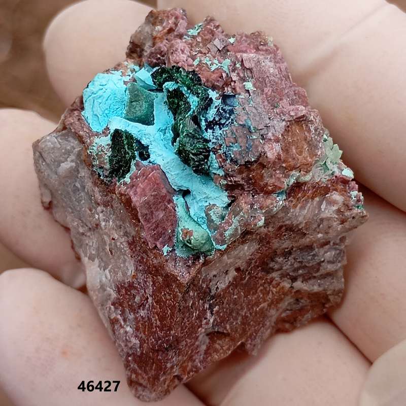 Cobaltoan calcite chrysocolla malachite quartz - Kakanda deposit DRC Congo