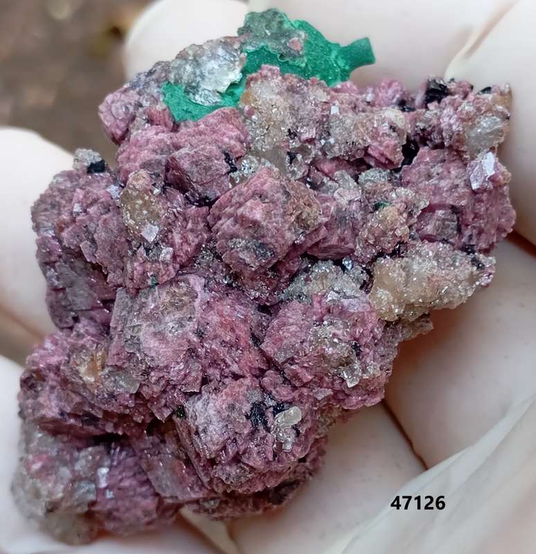 Cobaltoan calcite heterogenite malachite quartz - Kakanda deposit DRC Congo