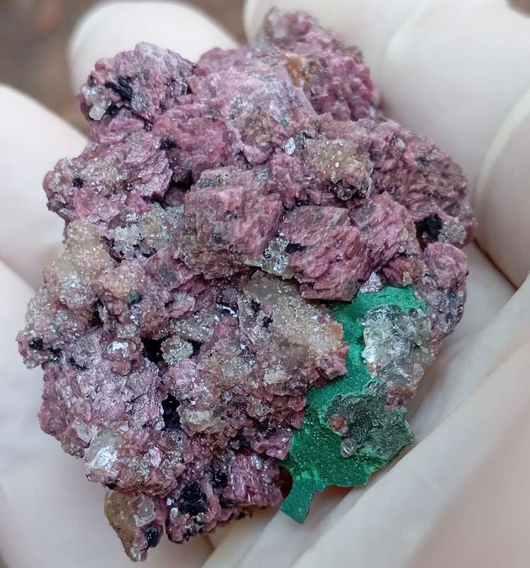 Cobaltoan calcite heterogenite malachite quartz - Kakanda deposit DRC Congo