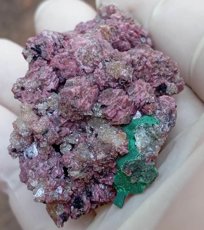 Cobaltoan calcite heterogenite malachite quartz - Kakanda deposit DRC Congo