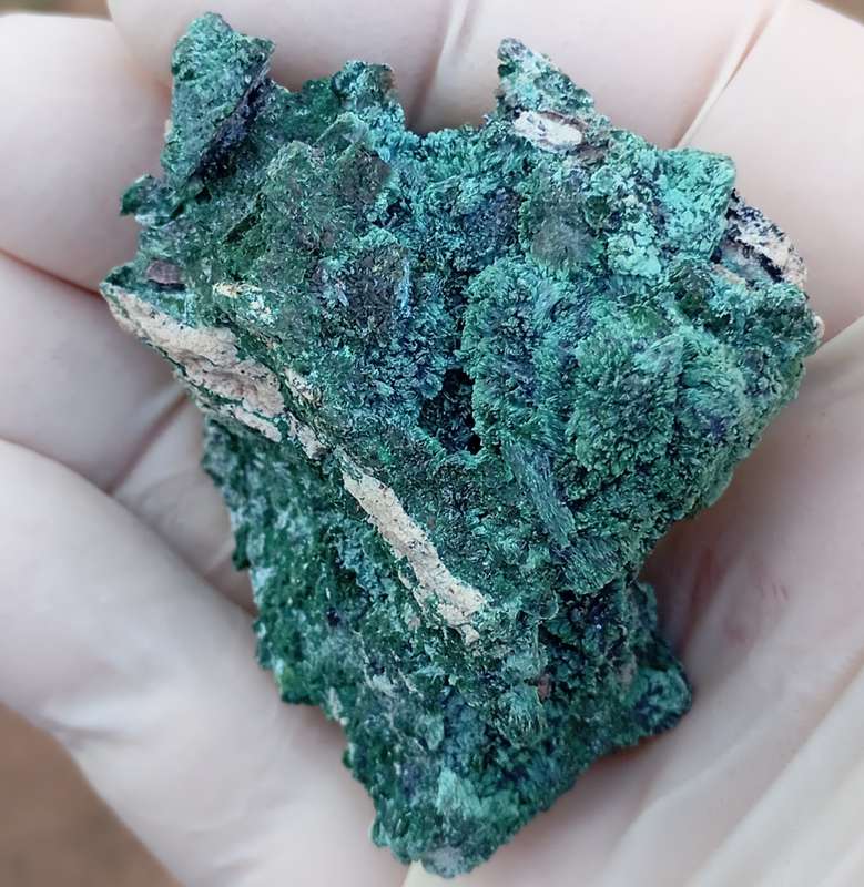 Malachite chrysocolla heterogenite quartz - Mashamba West mine DRC Congo