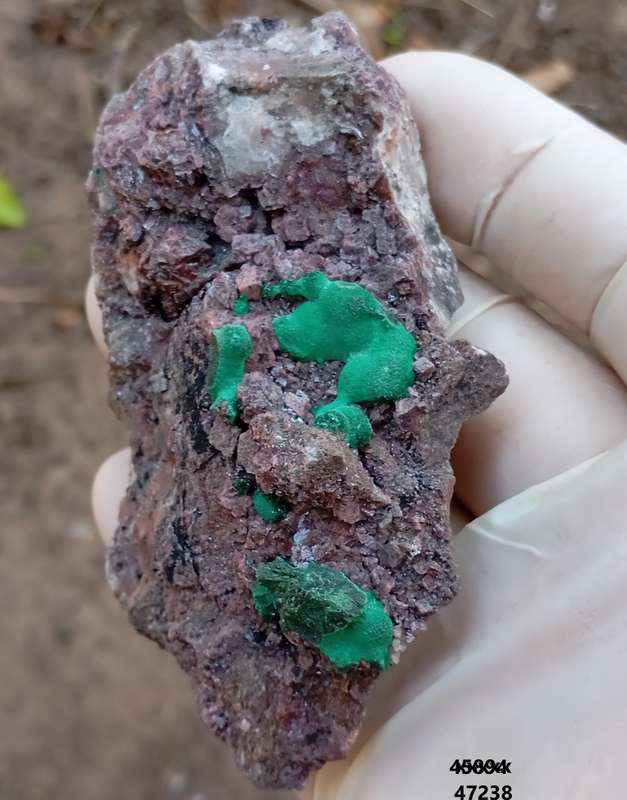 Malachite cobaltoan calcite heterogenite quartz - Kakanda deposit DRC Congo