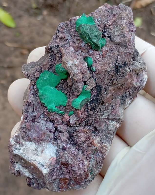 Malachite cobaltoan calcite heterogenite quartz - Kakanda deposit DRC Congo