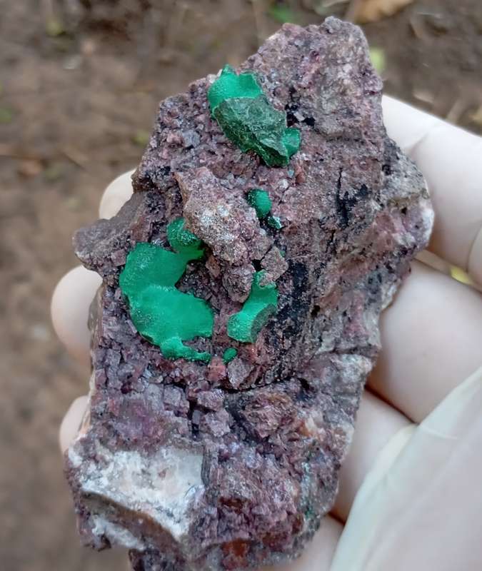 Malachite cobaltoan calcite heterogenite quartz - Kakanda deposit DRC Congo