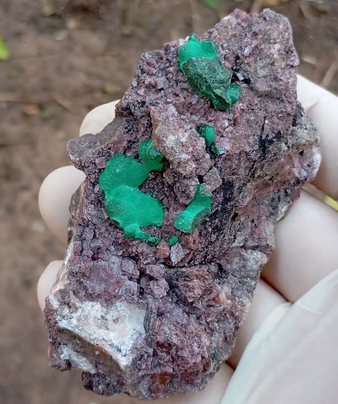 Malachite cobaltoan calcite heterogenite quartz - Kakanda deposit DRC Congo
