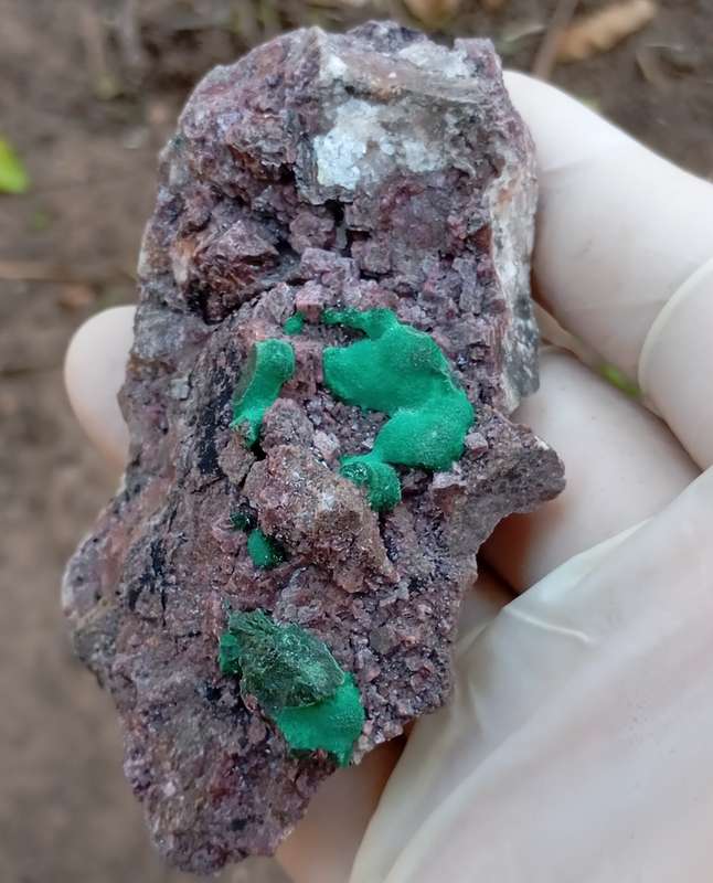 Malachite cobaltoan calcite heterogenite quartz - Kakanda deposit DRC Congo