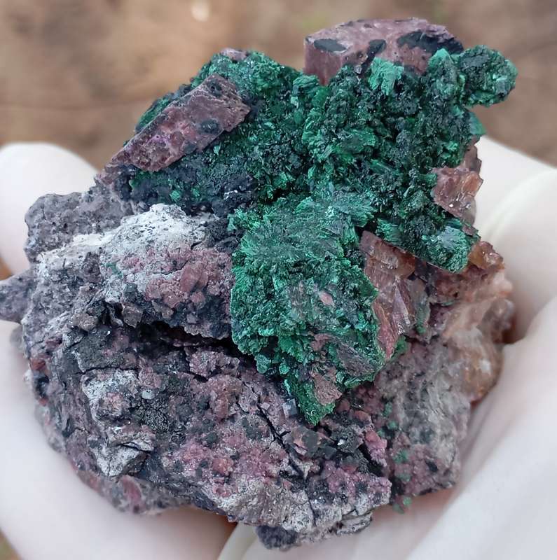 Cobaltoan calcite heterogenite malachite quartz - Kakanda deposit DRC Congo