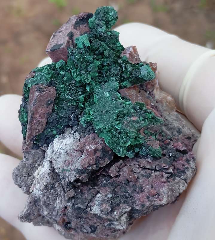 Cobaltoan calcite heterogenite malachite quartz - Kakanda deposit DRC Congo