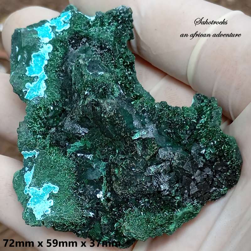 Malachite chrysocolla calcite - Mashamba West mine DRC Congo