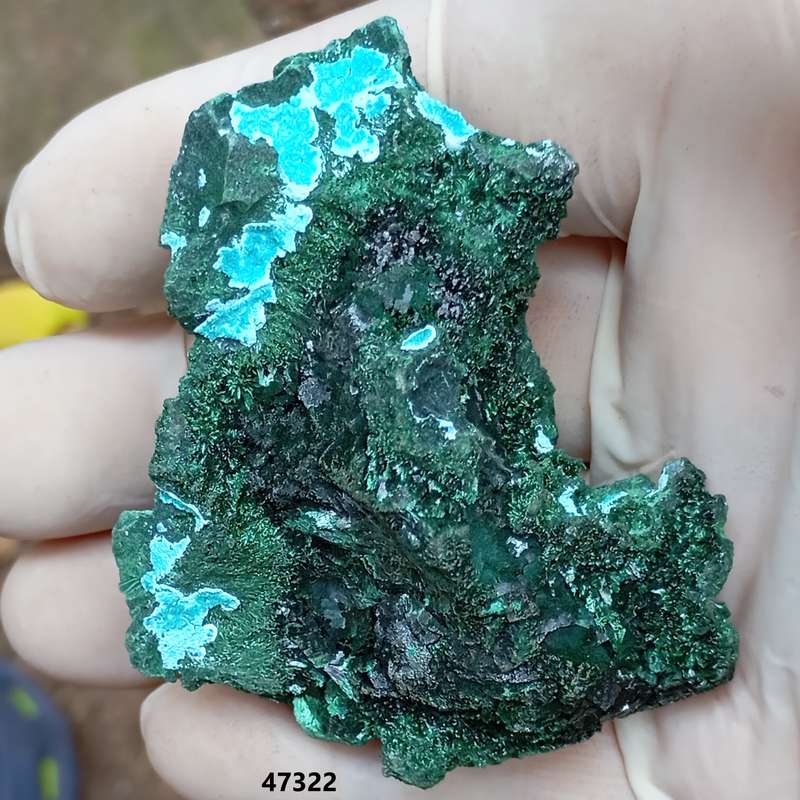 Malachite chrysocolla calcite - Mashamba West mine DRC Congo