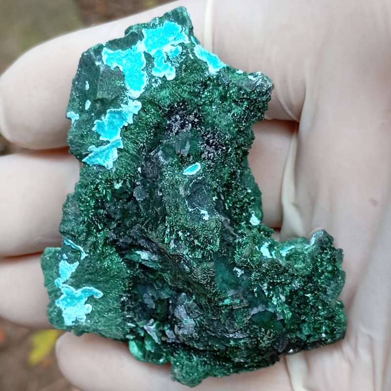 Malachite chrysocolla calcite - Mashamba West mine DRC Congo