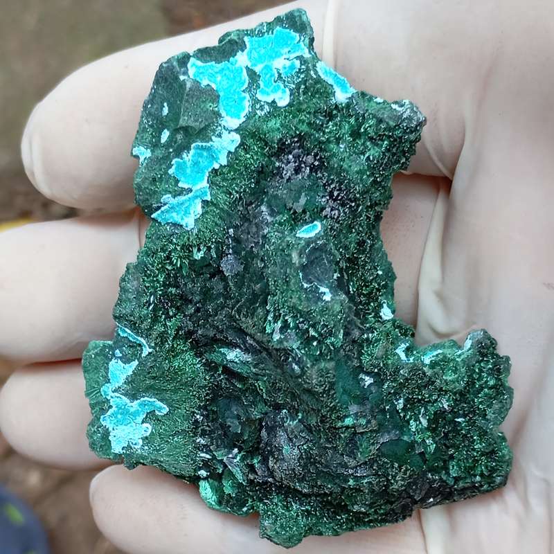 Malachite chrysocolla calcite - Mashamba West mine DRC Congo