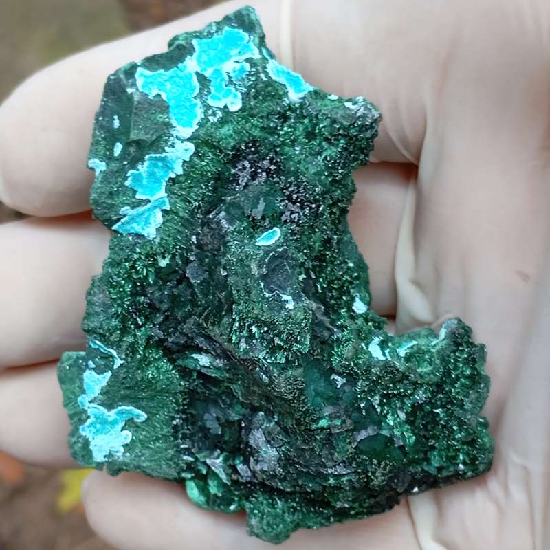 Malachite chrysocolla calcite - Mashamba West mine DRC Congo