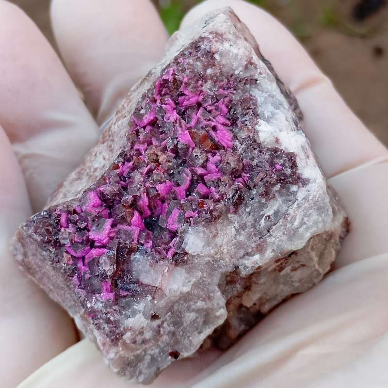 Cobaltoan calcite heterogenite malachite quartz - Mashamba West mine DRC Congo