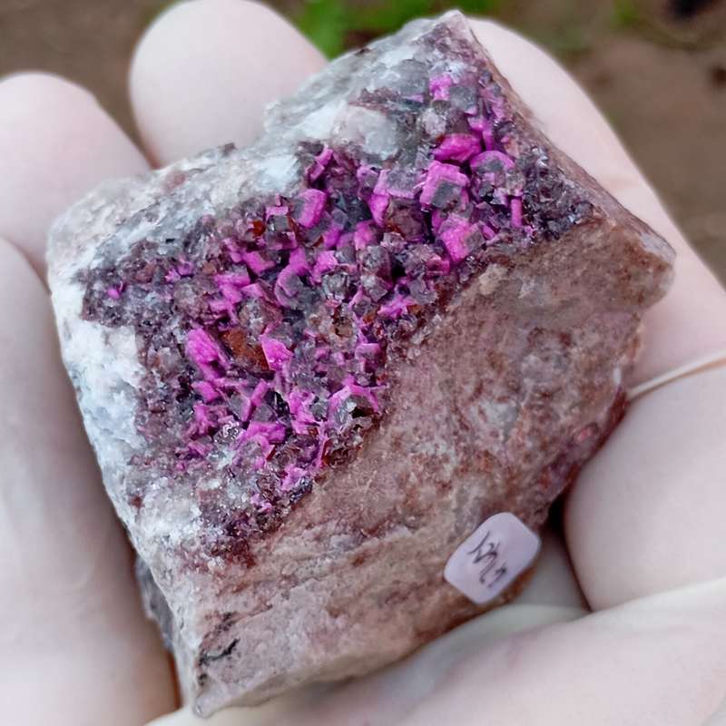 Cobaltoan calcite heterogenite malachite quartz - Mashamba West mine DRC Congo