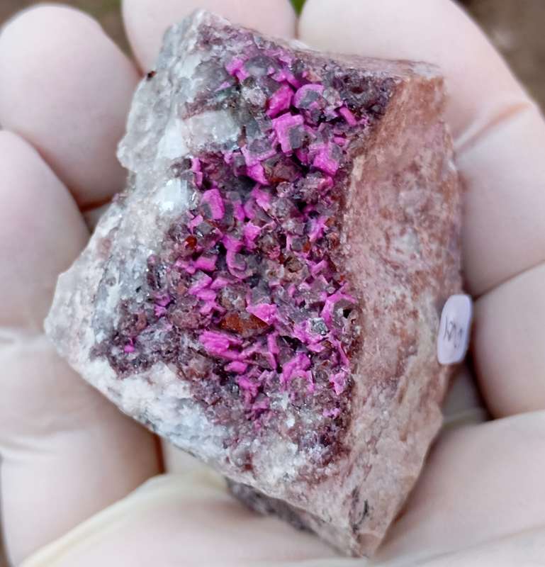 Cobaltoan calcite heterogenite malachite quartz - Mashamba West mine DRC Congo