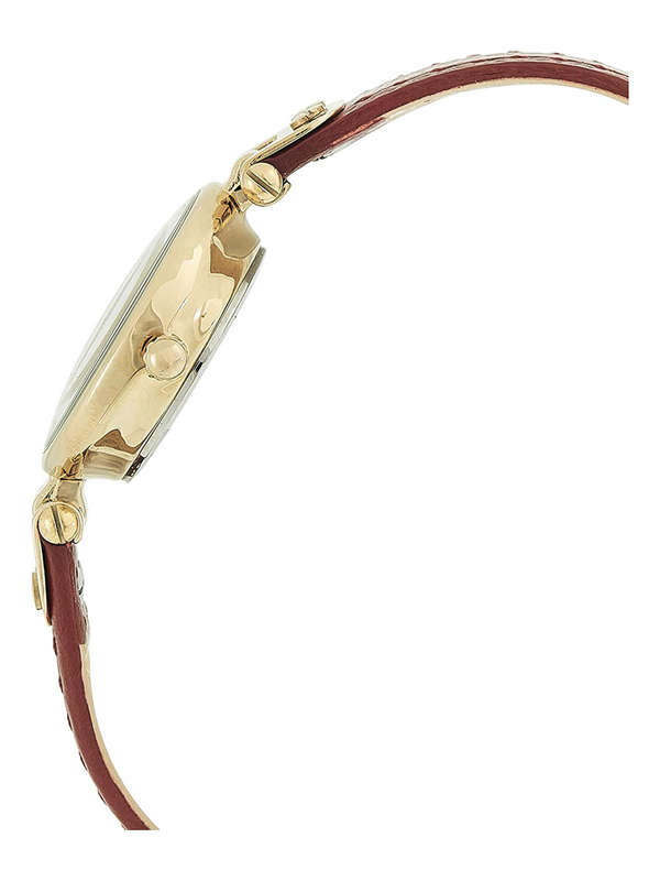 Anne Klein Womens Leather Strap Watch Gold Brown