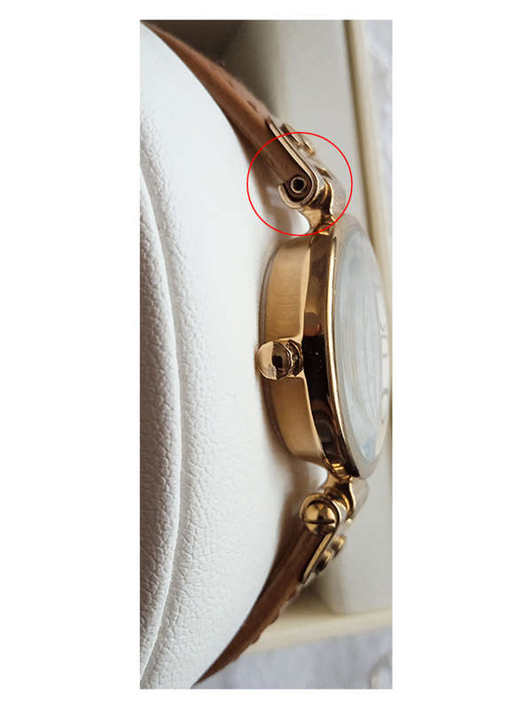 Anne Klein Womens Leather Strap Watch Gold Brown