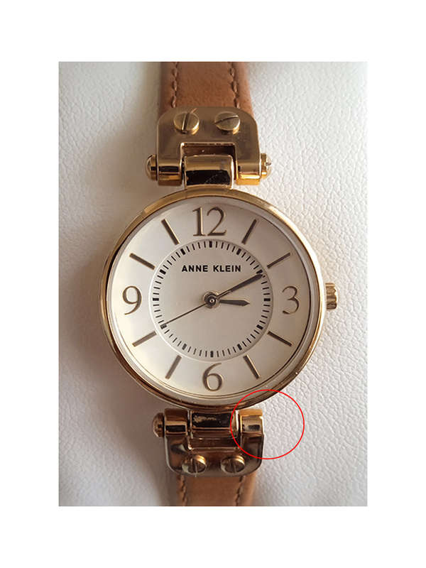 Anne Klein Womens Leather Strap Watch Gold Brown