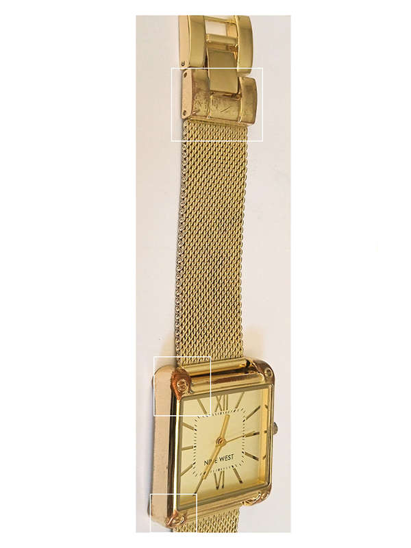 Nine West Womens Rectangular Faced Mesh Bracelet Watch Gold