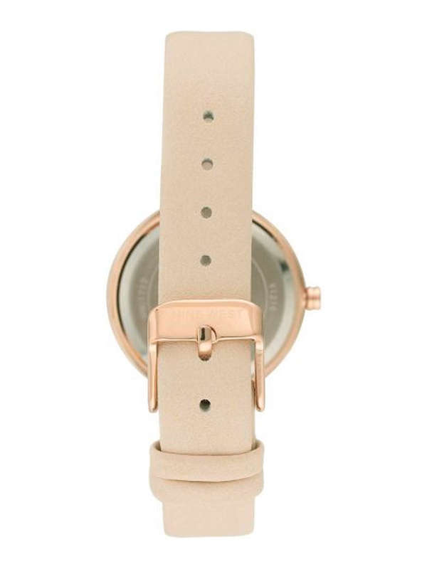 Nine West Womens Rose Gold and Blush Pink Strap Watch