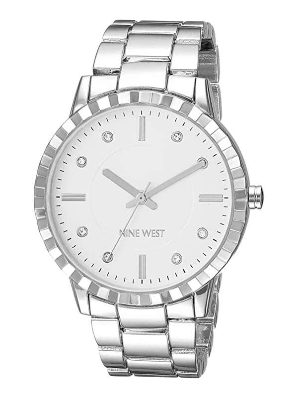 Nine West Womens Bracelet Watch Silver Crystal
