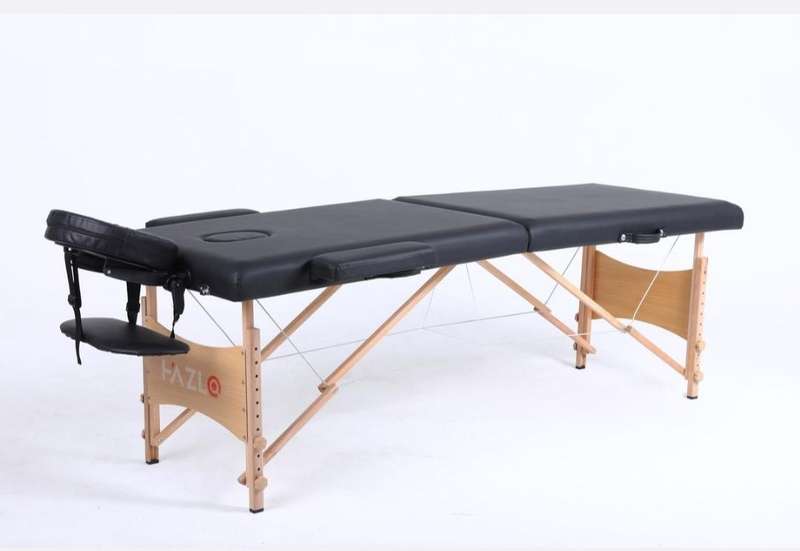 Massage Table Bed 2 Section (Wooden) - Black