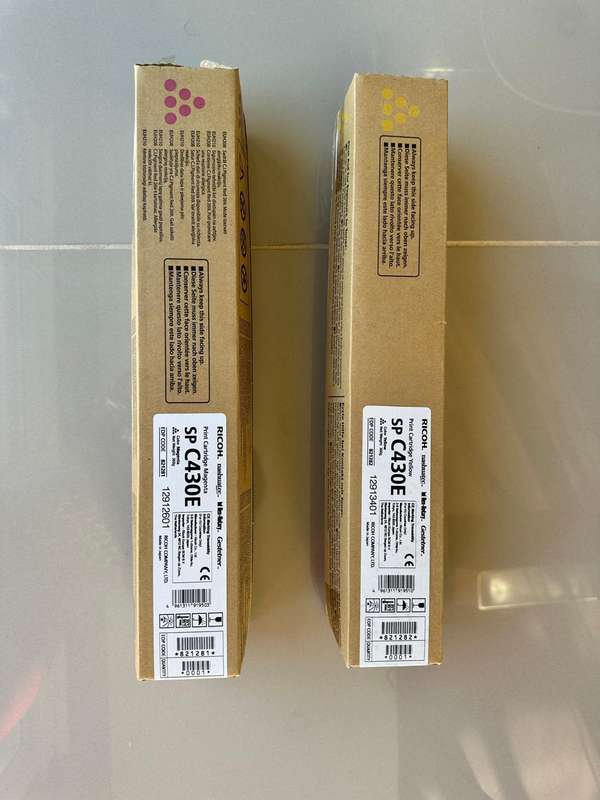 1 x Ricoh SP-C430 Magenta Original Toner Cartridge and 1 x Ricoh SP-C430 Yellow Original Toner C