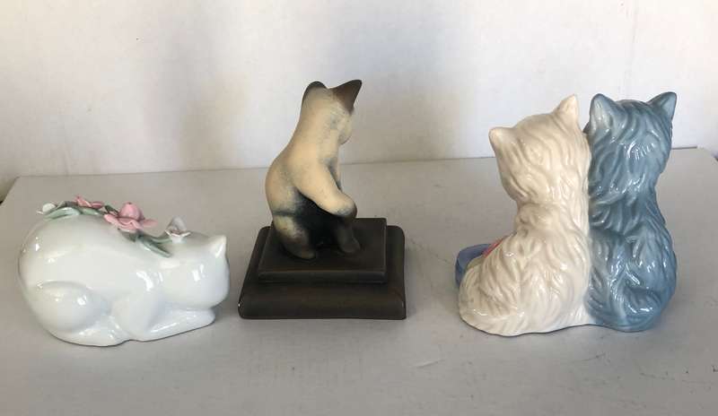 3 Assorted  Ceramic Cat Ornaments