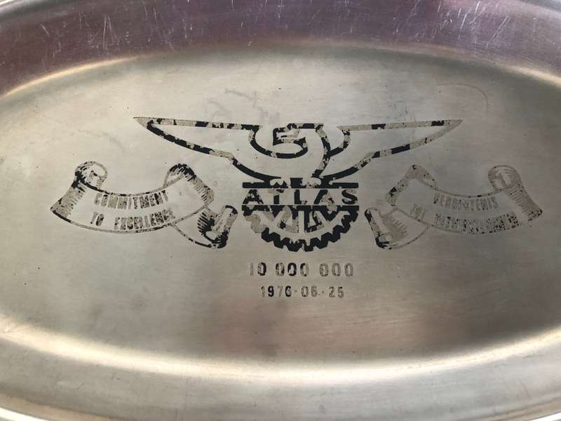 Collectable  Stainless Steel Commemorative Dish -ATLAS- 1976