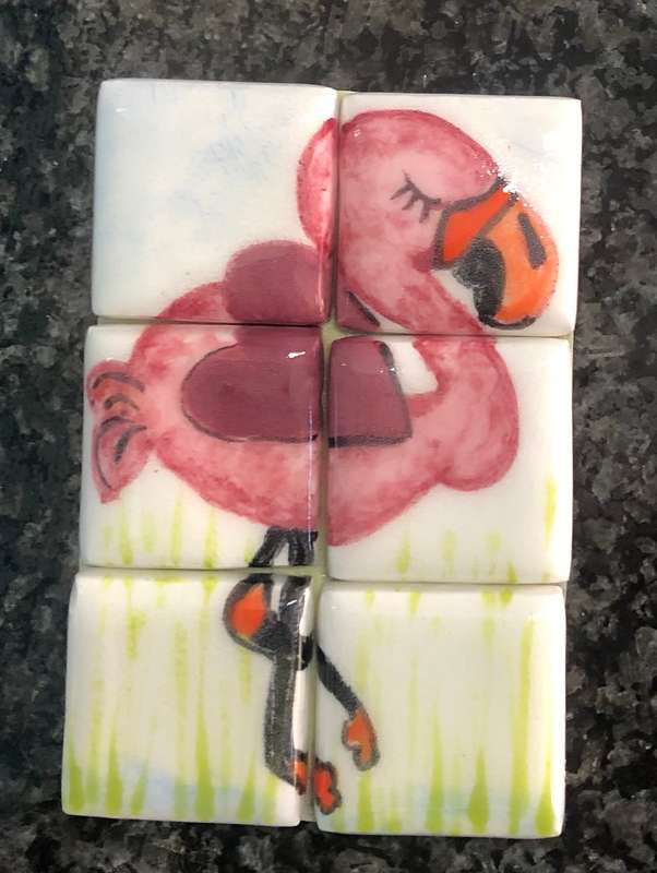 Handmade "Pretty Flamingo" Mosaic Inserts