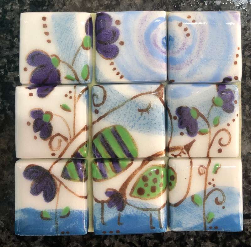 Handmade "Little Birds" Mosaic Inserts