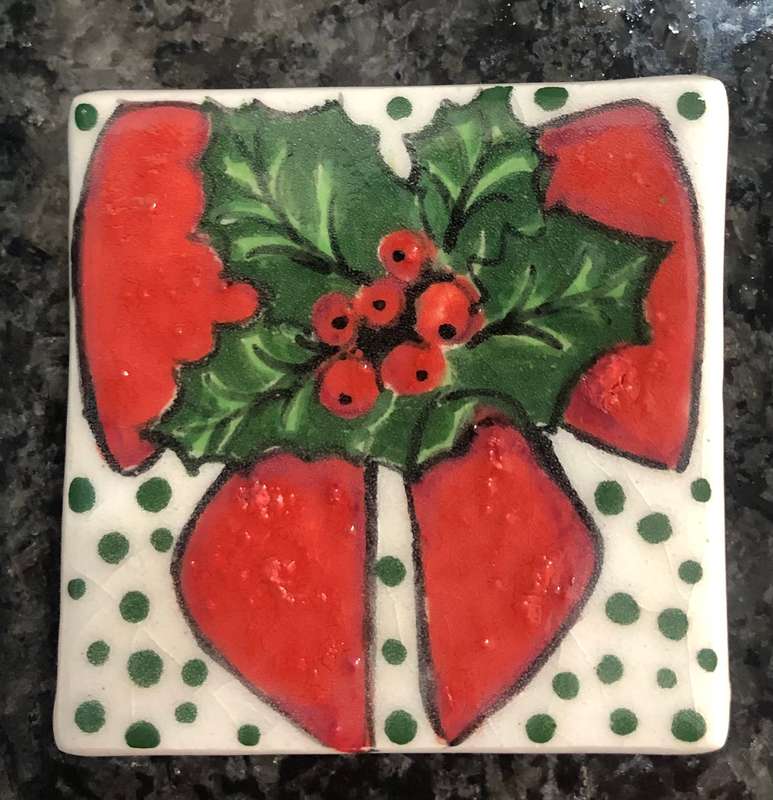 Handmade "Xmas  Bow" Mosaic  Tile Insert