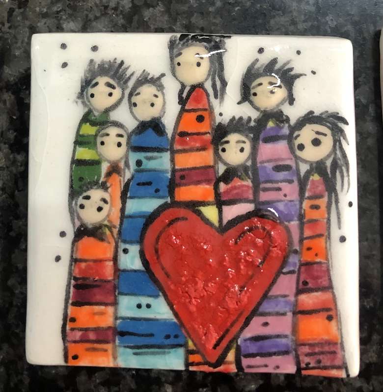 Mosaic tile inserts "Little People" Handmade Mosaics